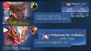 LOW WINRATE PRANK CHOU THEN SHOWING MY REAL WINRATE  their reaction  - Mobile Legends