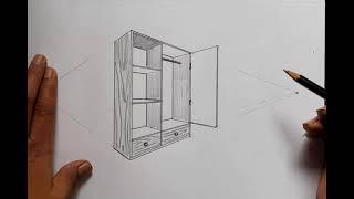 How to Draw cupboard  two point