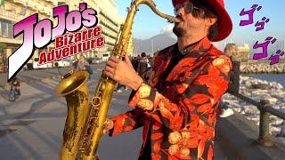 Play GIORNOS THEME on SAX in public a NAPLES