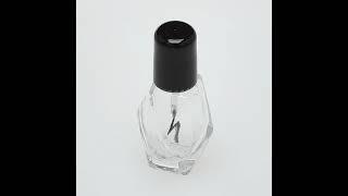 14 oz 7.5ml Glass Diamond-Shaped Clear Bottles with Black Cap and Nail Polish Brush Wand