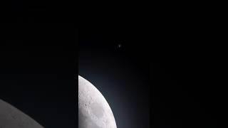 The international space station passes near the Moon #iss #moon