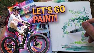 Watercolor Painting Outdoors and Riding my e-Bike Hiboy P6 Fat Tire