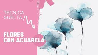 Amapolas abstractas con acuarela bellas flores gestuales pintadas con la técnica loose watercolor