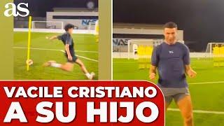 CRISTIANO IMITA el TIRO LIBRE de SU HIJO Mira y APRENDE