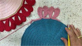 Tığ işi Supla kenarı yapımı kalpli desen  Toxuma boşqab altlığı вязать супла  crochet knit supla