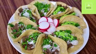 Tacos de Carne Asada con Salsa verde - Receta Mexicana Rica y Fácil