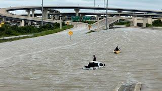 Houston Texas Underwater Severe Flooding cause by Hurricane Beryl