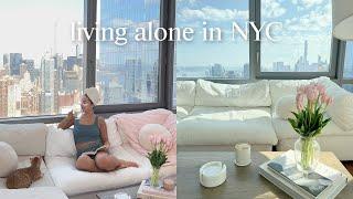 living alone in NYC my wellness routine how I feel my best self care and workout with me 