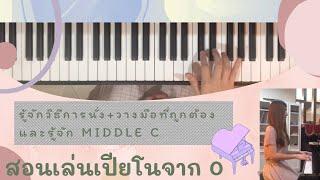 สอนเปียโนเริ่มต้นจากศูนย์ - รู้จักการนั่ง+วางมือที่ถูกต้องและหา Middle C ง่ายๆ