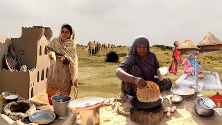 Desert Women Morning Routine Pakistan  Village Life Pakistan  Traditional Desert Village Food