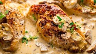 Pan-Fried Chicken in a Creamy White Wine & Garlic Sauce