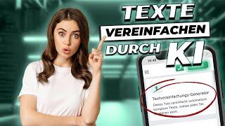 KI-Textvereinfachungs-Tool - Kostenloses KI-Tool um komplexe Texte zu vereinfachen  Tutorial