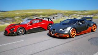 Bugatti Veyron vs Zenvo TRS-S  DRAG & TRACK RACE