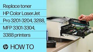 How to replace toner cartridges  HP Color LaserJet Pro 3201-3204 3288 MFP 3301-3304 3388 printer