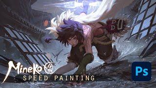 Mineko raid - speed painting Time-lapse