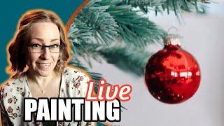 Red Christmas Ornament - Acrylic Painting Tutorial LIVE