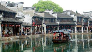 4K  A crowded holiday walking tour in the 700-year-old Nanxun Ancient Water Town China