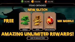 A NEW GLITCH?  How i got more than 192K SOULS 101K Dragon Krystals & 558M Coins in mk mobile 