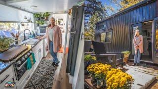 Artistic Tiny Home for Retired Woman — Wildflower Counters Zen Bedroom and HUGE Bay Window