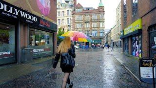 Walking in the Rain Through Belfast City Centre  4K Binaural Sounds ASMR Northern Ireland