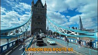 Iconic London Tower Bridge Crossing London Bus Ride aboard Route 42 to East Dulwich 