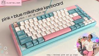 cute mechanical keyboard unboxing + set up  pink + blue milkshake keyboard 