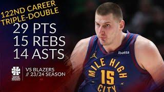 Nikola Jokic 29 pts 15 rebs 14 asts vs Blazers 2324 season