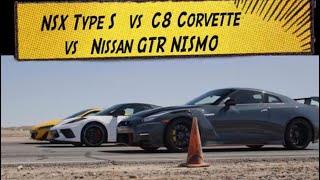 NISSAN GTR NISMO vs C8 CORVETTE vs NSX TYPE S