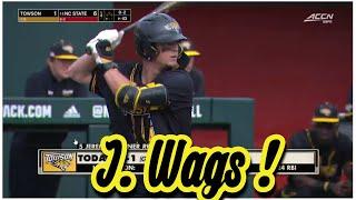 Jeremy Wagner with a gap-double to right-center at NC State 3324 - Towson Tigers Baseball