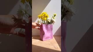 DIY paper bag vase  #diycrafts #diy #pottery #airdryclay #clay #craft #giftideas #summer #howto