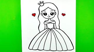 Çok Kolay Sevimli Prenses Resmi Nasıl Çizilir Çocuklar İçin Prenses Resmi Çizimi Ve Boyama Videosu