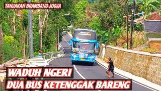  SEMUA PANIK  DUA BUS KETENGGAK BARENG DI TANJAKAN BRAMBANG