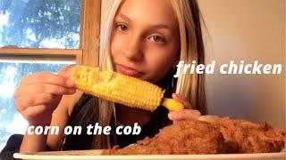 ASMR EATING CORN ON THE COB & FRIED CHICKEN