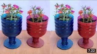 recycled plastic bottles into glass flower pots