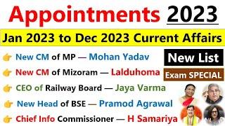 Important Appointments in India 2023  Last 12 Months current affairs  Current who is who in India