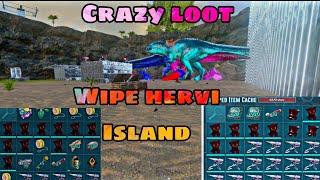  ARK MOBILE  PVP WIPE HERBI ISLAND CRAZY LOOT AND KILL DINOS