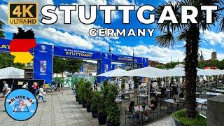 Stuttgart Germany Walking Tour EURO 2024 vibes with Relaxing Music - 4K 60fps