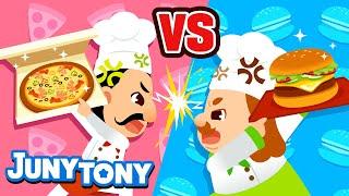 Piza Lawan Hamburger  Pizza vs. Hamburger  Lagu Serial Lawan  Lagu Makanan Anak  JunyTony