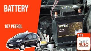 How to replace the car battery Peugeot 107 1.0 