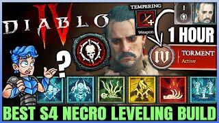 Diablo 4 - New Best Necromancer Leveling Build - Season 4 FAST 1 to 70 - Skill Tempering Gear Guide