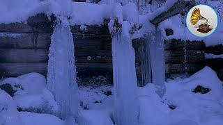 Winter waterfall sound falling water for sleep. white noise.