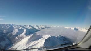 Cockpit view approach and landing Innsbruck Austria