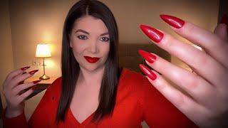 ASMR Tickle challengePersonal attention long stiletto nails hand movements