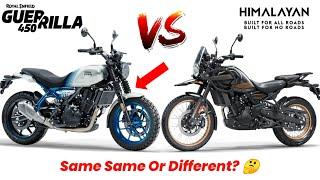 Royal Enfield Guerrilla 450 VS Himalayan 450  On Road Price  Mileage  Specs  Features & More