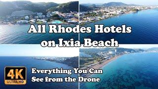 All Rhodes Hotels on Ixia Beach from Drone in 4K