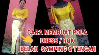 CARA MEMBUAT DRESS ROK BELAH SAMPING DAN BELAH TENGAH