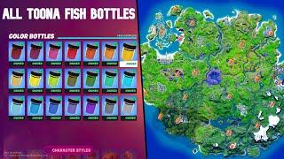 All Toona Fish Color Bottle LOCATIONS & TIMESTAMPS - How to UNLOCK TOONA FISH  Fortnite Season 8