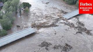 Major Flooding From Hurricane Helene Causes A Bridge Collapse In Afton Tennessee