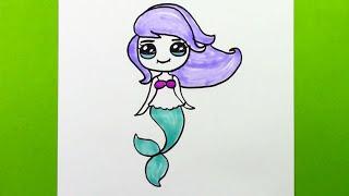 Kolay Deniz Kızı Nasıl Çizilir Adım Adım Deniz Kızı Çizimi Çocuklar için Kolay Öğretici Çizimler
