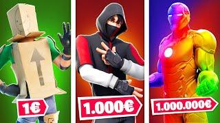 Skin à 1€ vs Skin à 1.000€ vs Skin à 1.000.000€ sur FORTNITE